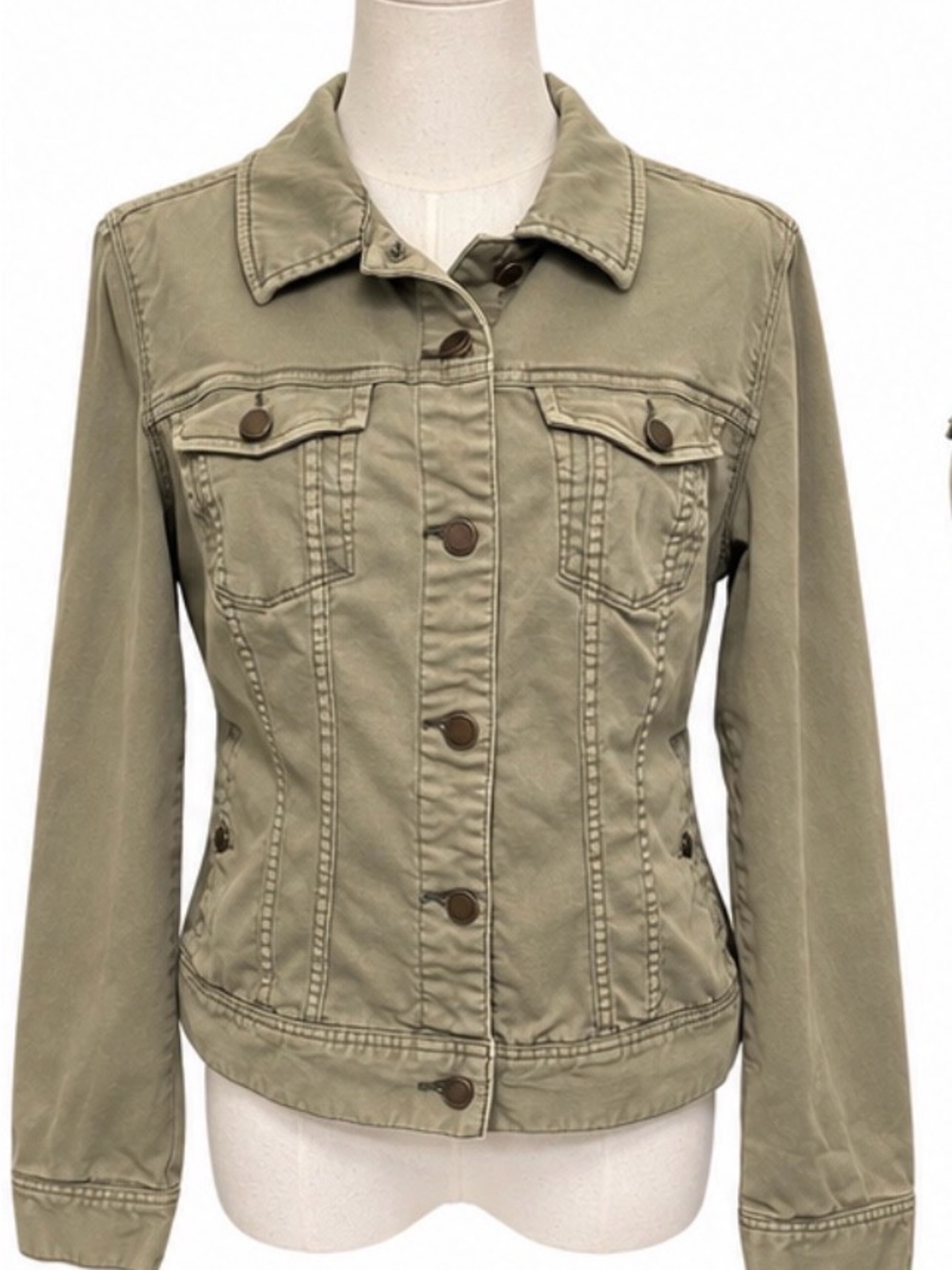 Liverpool Jeans Company Olive Green Stretch Denim Trucker Jacket Size M
